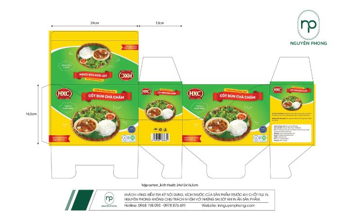 in hộp giấy đựng cốt bún chả chấm theo yêu cầu